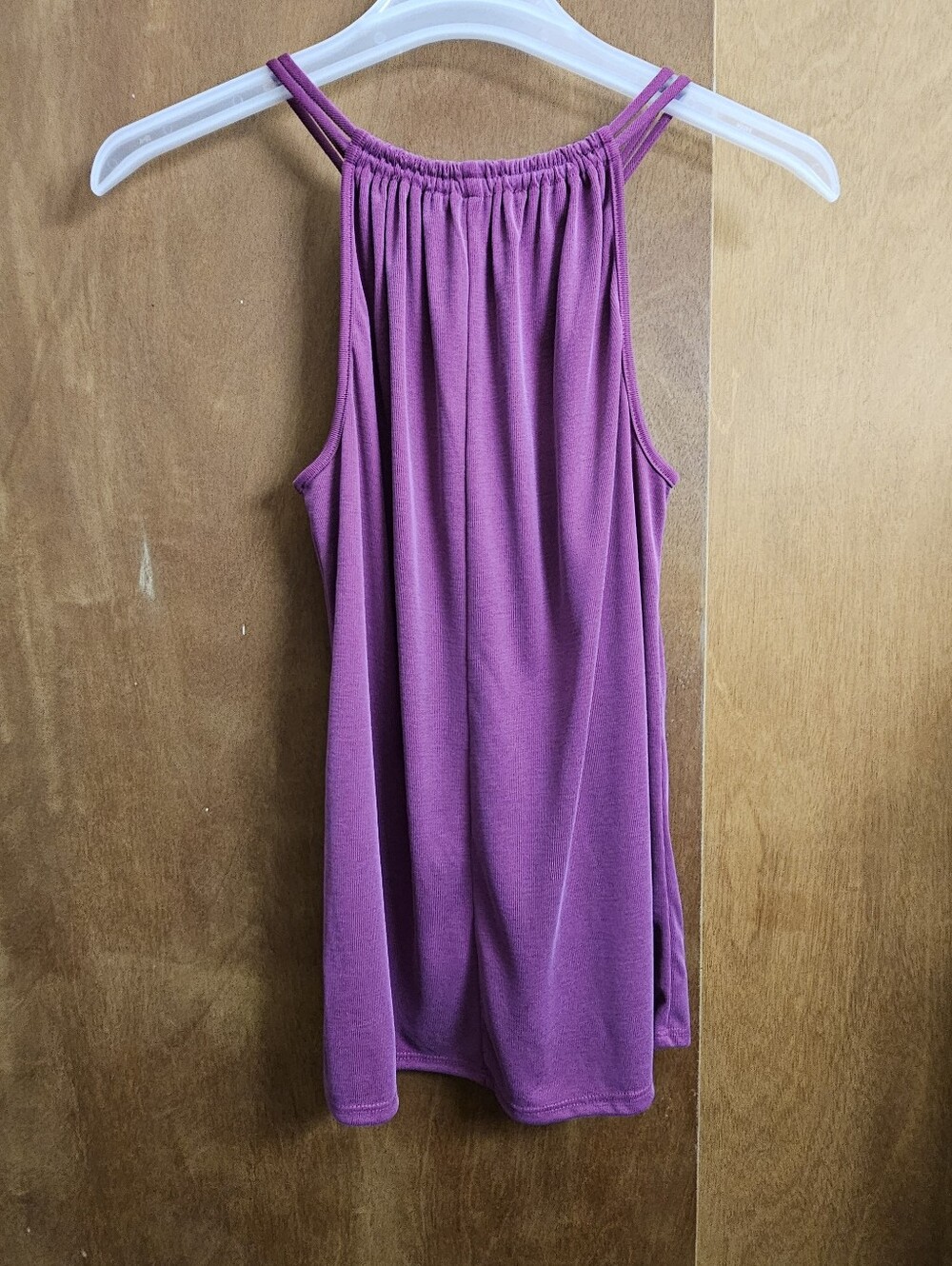 Green Envelope sleeveless gathered halter top tank ribbed fuschia womens medium - Picture 7 of 8